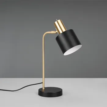 Lampa de masa Adam, RL, 14x28x43.5 cm, 10W, 1x E14, metal, auriu/negru imagine