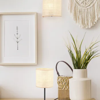 Lampa de masa Aimee, RL, 17.5x37 cm, 10W, 1x E27, metal, negru mat/bej imagine