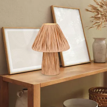 Lampa de masa Anea, RL, 24x31 cm, 10W, 2x E14, hartie, natur imagine