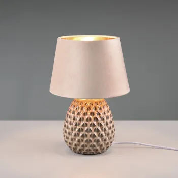 Lampa de masa Ariana, RL, 24x35 cm, 60W, 1x E27, ceramica/catifea, bej imagine