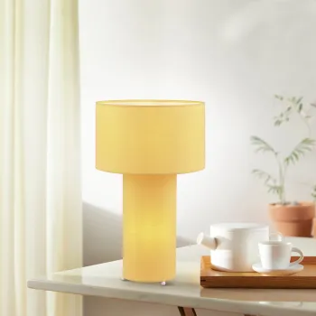 Lampa de masa Bale, TRIO, 24x40 cm, 10W, 2x E27, textil, portocaliu imagine