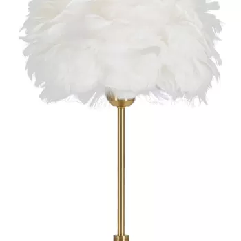Lampa de masa Ball Feather, Mauro Ferretti, O30 x 50 cm, 1 x E27, 40W, fier, auriu/alb imagine
