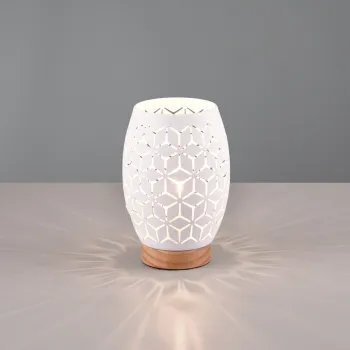 Lampa de masa Bidar, RL, 15x21.5 cm, 28W, 1x E27, metal, alb mat/natur imagine