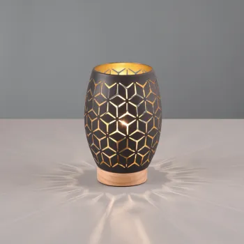 Lampa de masa Bidar, RL, 15x21.5 cm, 28W, 1x E27, metal, negru/natur imagine