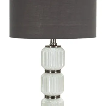 Lampa de masa Bright, Mauro Ferretti, 1 x E27, 40W, 32.5x57 cm, sticla/fier/catifea, alb/gri imagine