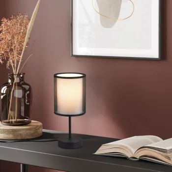 Lampa de masa Burton, TRIO, 12.5x28.5 cm, 28W, 1x E14, metal, negru mat imagine