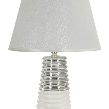 Lampa de masa Candela, Mauro Ferretti, 1 x E27, 40W, 25x41 cm, ceramica/fier/textil, alb/argintiu imagine