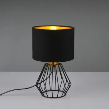 Lampa de masa Chuck, RL, 20x34 cm, 40W, 1x E14, metal/textil, negru/auriu imagine