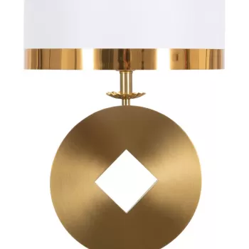 Lampa de masa Coin, Mauro Ferretti, O30 x 53 cm, 1 x E27, 40W, fier/textil, auriu/alb imagine