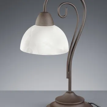 Lampa de masa Country, RL, 15.5x40 cm, 40W, 1x E14, metal, maro rustic/alb imagine
