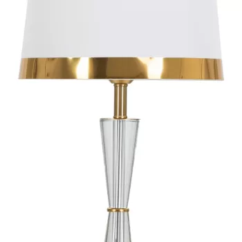 Lampa de masa Cristal, Mauro Ferretti, O30 x 56 cm, 1 x E27, 40W, fier/sticla/textil, auriu/alb imagine
