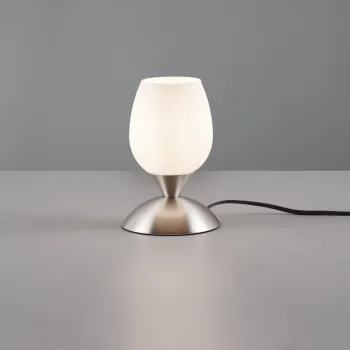 Lampa de masa Cup Ii, RL, 12x18 cm, 40W, 1x E14, metal, nichel mat/alb imagine