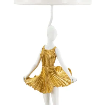 Lampa de masa Dancer, Mauro Ferretti, 1 x E27, 40W, 30x90.5 cm, polirasina/fier, auriu/alb imagine