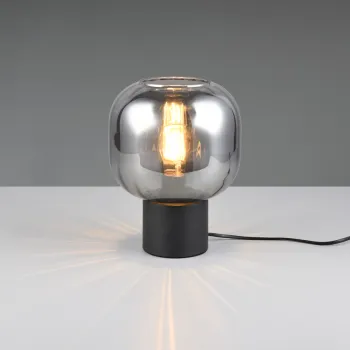 Lampa de masa Diva, TRIO, 20x26 cm, 40W, 1x E27, metal, negru mat/argintiu imagine