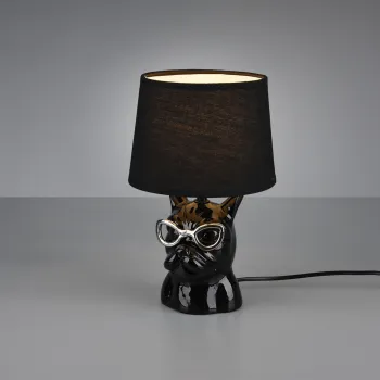Lampa de masa Dosy, RL, 18x29 cm, 40W, 1x E14, ceramica/textil, negru imagine