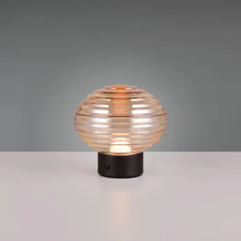 Lampa de masa Earl, RL, 15.5x14.5 cm, 1.5W, 1x SMD, metal, negru mat/chihlimbar imagine