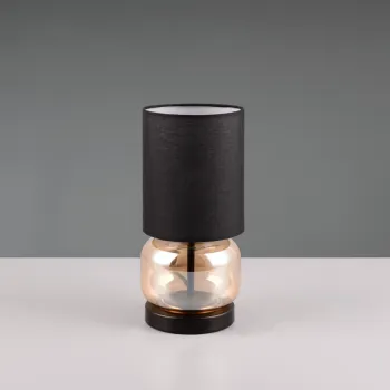 Lampa de masa Elio, TRIO, 13.5x28.5 cm, 40W, 1x E27, metal, negru mat/chihlimbar imagine