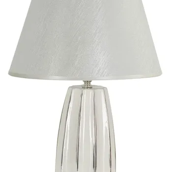 Lampa de masa Emmi, Mauro Ferretti, 1 x E27, 40W, 30x45 cm, ceramica/fier/textil, alb/argintiu imagine