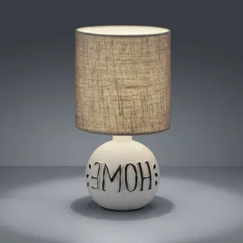 Lampa de masa Esna Home, RL, 16.5x31 cm, 40W, 1x E14, ceramica/textil, gri/alb imagine