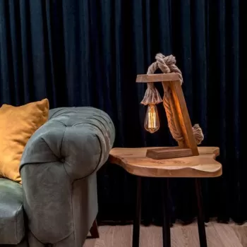 Lampa de masa, Evila Originals, 791EVL2548, Lemn, Maro imagine