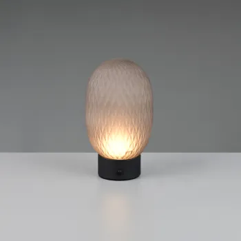 Lampa de masa Facette, TRIO, 11.8x20.5 cm, 1.5W, 1x SMD, sticla, negru mat/gri imagine