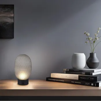 Lampa de masa Facette, TRIO, 17.5x28.5 cm, 25W, 1x E27, metal, negru mat/gri imagine