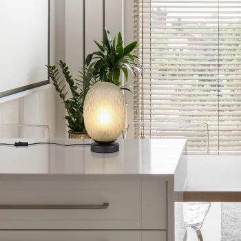 Lampa de masa Facette, TRIO, 17.5x28.5 cm, 25W, 1x E27, metal, negru/verde imagine