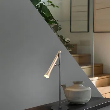 Lampa de masa Fiato, TRIO, 16x53 cm, 3W, 1x SMD, metal, negru mat/aramiu imagine