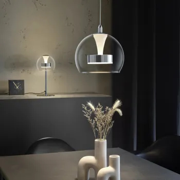 Lampa de masa Flynt, TRIO, 16x35 cm, 8W, 1x SMD, metal, argintiu imagine