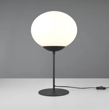 Lampa de masa Fomento, TRIO, 30x52 cm, 15W, 1x E27, metal, negru mat/alb imagine