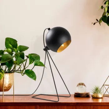 Lampa de masa, Fulgor, 942FLG1805, Metal, Negru/Auriu imagine