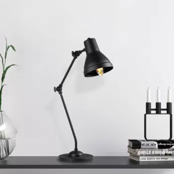 Lampa de masa, Fulgor, 942FLG1807, Metal, Negru/Auriu imagine