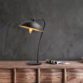 Lampa de masa, Fulgor, 942FLG1819, Metal, Negru/Auriu imagine