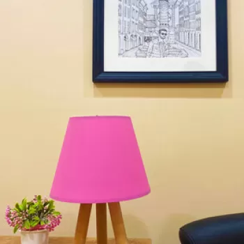 Lampa de masa, FullHouse, 390FLH1711, Lemn, Roz / Natural imagine