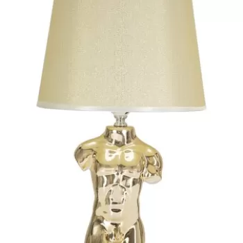 Lampa de masa, Glam Man, Mauro Ferretti, 1 x E27, 40W, 25 x 25 x 42.5 cm, ceramica/fier/textil, auriu imagine