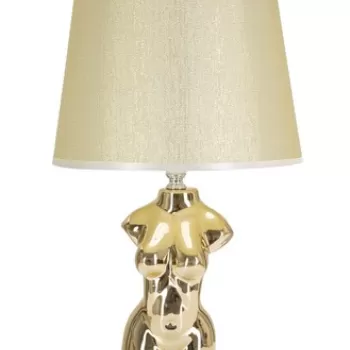 Lampa de masa, Glam Woman, Mauro Ferretti, 1 x E27, 40W, O25 x 42.5 cm, ceramica/fier/textil, auriu imagine
