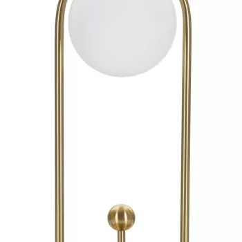 Lampa de masa Glamy Arc -A, Mauro Ferretti, O21 x 47 cm, 1 x E14, 40W, fier/sticla, auriu/alb imagine