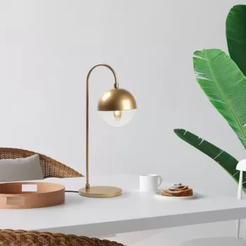 Lampa de masa, Horn - 12201, Fulgor, 18 x 25 x 53 cm, 1 x E14, 40W, auriu imagine