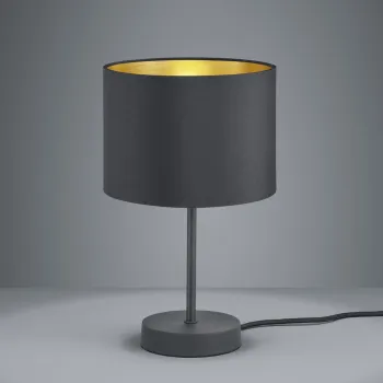 Lampa de masa Hostel, TRIO, 20x33 cm, 40W, 1x E27, metal/textil, negru mat/auriu imagine
