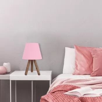 Lampa de masa, Insignio, 780SGN1660, 70% lemn de fag/30% tesatura PVC, Roz / Nuc imagine