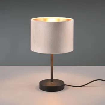 Lampa de masa Julieta, TRIO, 20x33 cm, 40W, 1x E27, metal/textil, negru/bej imagine