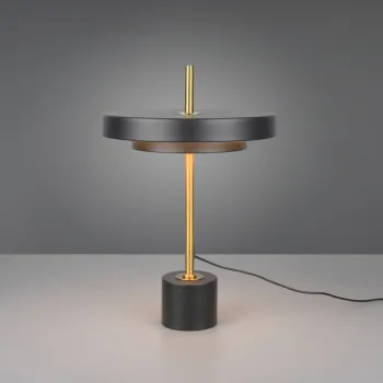 Lampa de masa Keaton, TRIO, 30x45.5 cm, 12W, 1x SMD, metal, negru/auriu imagine