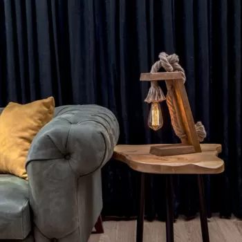 Lampa de masa, KN13, Lustro, 20 x 10 x 35 cm, 1 x E27, 40W, maro/auriu imagine