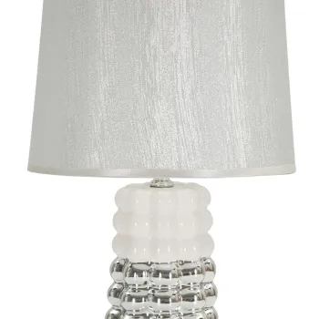 Lampa de masa Lace, Mauro Ferretti, 1 x E14, 40W, 23x33 cm, ceramica/fier, alb/argintiu imagine