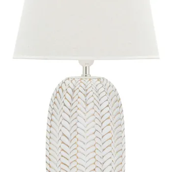 Lampa de masa Leaf, Mauro Ferretti, 1x E27, 40W, 35x65 cm, polirasina/fier/textil, auriu/alb imagine