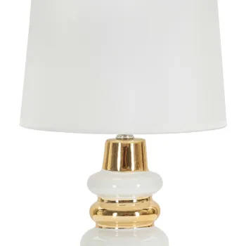 Lampa de masa Liara, Mauro Ferretti, 1 x E14, 40W, 23x32 cm, ceramica/fier, alb/auriu imagine