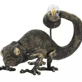 Lampa de masa, Lizard, Mauro Ferretti, 1 x E14, 25W, 37.5 x 16.5 x 22 cm, polirasina, negru/auriu imagine