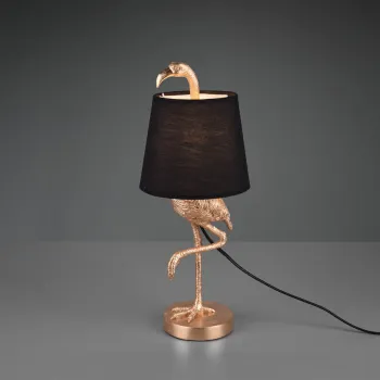 Lampa de masa Lola, RL, 17x42 cm, 40W, 1x E14, polirasina/textil, auriu/negru imagine