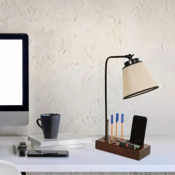 Lampa de masa, Luin, 534LUN3816, Lemn, Bej / Negru / Stejar imagine