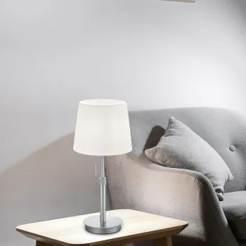 Lampa de masa Lyon, TRIO, 25.5x56 cm, 60W, 1x E27, metal, nichel mat/alb imagine